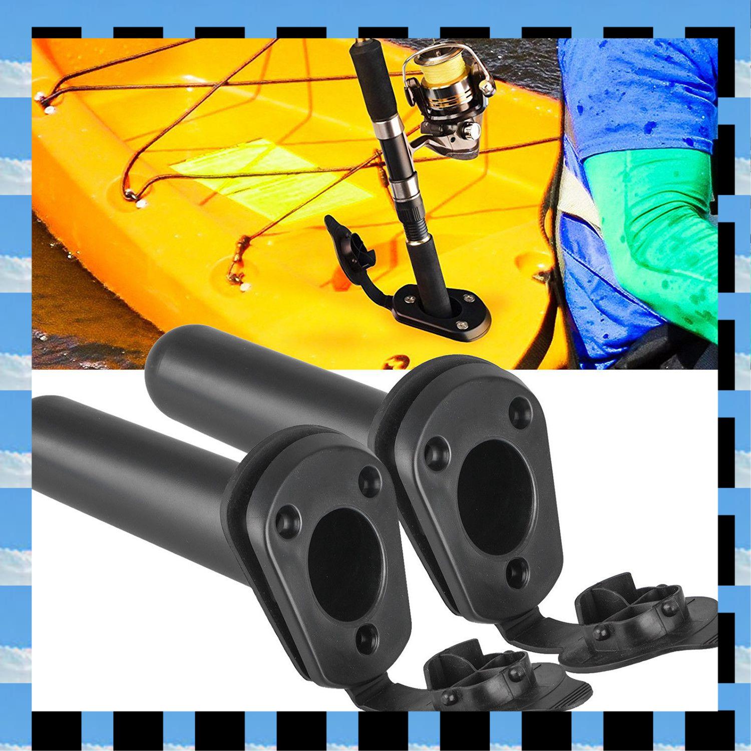Fishing Kayak Rod Holder - ABME 1個 フラッシュマウント釣り竿ホルダーブラケット キャップカバー付き カヤックポール用